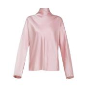 Forte Forte Silkesatin Hög Hals Kimono Blus Pink, Dam