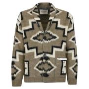 Amaránto Etniskt Mönstrad Cardigan Sweater Multicolor, Herr