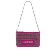 Love Moschino Fuchsia Rhinestone Mini Axelväska Pink, Dam