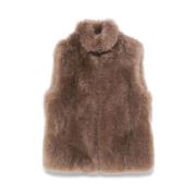 Brunello Cucinelli Shearling Vadderad Dragkedjeväst Brown, Dam