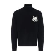 Maison Kitsuné Intarsia Comfort High Fox Head Sweater Black, Herr