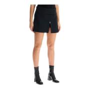 Courrèges Twill Mini Kjol med Dragkedja Black, Dam