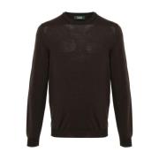 Zanone Brun Stickad Crew Neck Tröja Brown, Herr