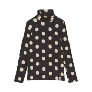 Ottod'Ame Polka Dot Turtleneck T-shirt Black, Dam