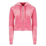 Juicy Couture Rosa Hoodie med Strass Logo Pink, Dam