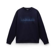 Napapijri Tryckta detaljer Bomull Polyester Sweatshirt Blue, Herr