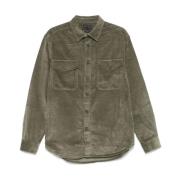 Tommy Hilfiger Khaki Corduroy Button-Up Skjorta Green, Herr