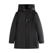 Fay Toggle Coat i Svart Gabardin Black, Dam