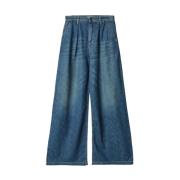 Mar De Margaritas Denim jeans med fransad etikett Blue, Dam