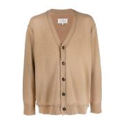 Maison Margiela Beige Ull Linne Bomull Cardigan Beige, Herr