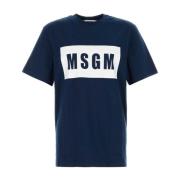 Msgm Stilren Navy Blue Bomull T-shirt Blue, Herr