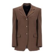 Magda Butrym Oversized Ullblazer med Vadderade Axlar Brown, Dam