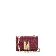 Moschino Bordeaux Couture Vadderad Läder Axelväska Red, Dam