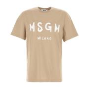 Msgm Bomull Beige T-shirt Beige, Herr