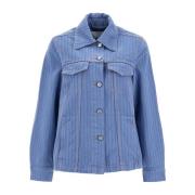 Ganni Randig Denimjacka Blue, Dam