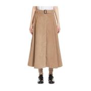 Max Mara Studio Beige Sammet Utställd Kjol Beige, Dam