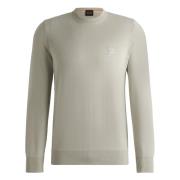 Hugo Boss Mjuk Stickad Tröja med Logotyp Patch Beige, Herr