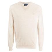 Polo Ralph Lauren Merinoull V-ringad Tröja Havre Heather Beige, Dam