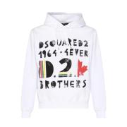 Dsquared2 Tryckt Logotyp Hoodie White, Herr