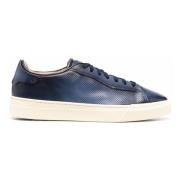 Santoni Blå Casual Läder Sneakers Blue, Herr