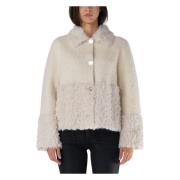 Liu Jo Faux Fur Jacket Beige, Dam