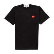 Comme des Garçons Play Röd Logo-Patch Rundhals T-shirt Black, Herr