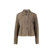 Arma Mocka Button-Down Jacka med Hornknappar Brown, Dam