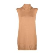 Jil Sander Elegant Beige Ullstickad Väst Beige, Dam