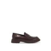 Camper Loafers i borstat läder med gummilogo Brown, Dam