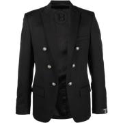 Balmain Svart Ull Blazer Skräddarsydd Passform Black, Herr