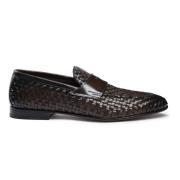 Santoni Herr vävd läderloafer Brown, Herr