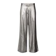 Rabens Saloner Silver Glitter Wide Leg Byxor Gray, Dam