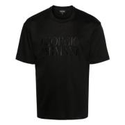 Giorgio Armani Elegant Svart Kortärmad Bomull T-shirt Black, Herr