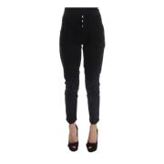 Costume National Svarta Bomulls Slim Fit Cropped Jeans Black, Dam