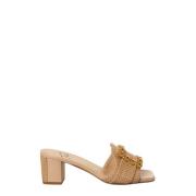 Roberto Festa Raffia Sandal med Juvelspänne Brown, Dam