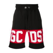 Gcds Svarta Bomullscasual Sweatshorts Black, Herr