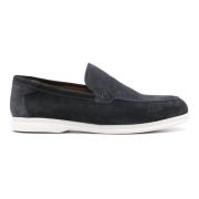 Doucal's Blå Läder Loafers Casual Flats Blue, Herr