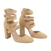 Made in Italia Beige Mocka Spänne Rem Häl Pumps Brown, Dam