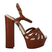 Dolce & Gabbana Brun Läder Plattform Sandal Brown, Dam