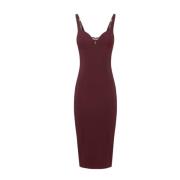 Elisabetta Franchi Röd Stretch Crepe Midi Klänning Red, Dam