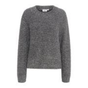 Saint Tropez Silver Stickad Pullover Tröja Gray, Dam