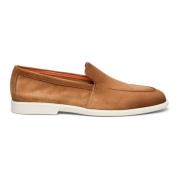 Santoni Malibu Almond Toe Loafers Brown, Herr