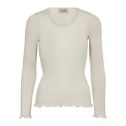 MOS MOSH Sömlös Tee Top med Ribbat Design Beige, Dam