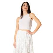 Max Mara Studio Ivory Cropped Top i viskoskrepp White, Dam