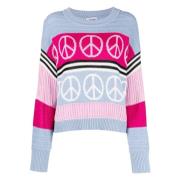 Moschino Blå Ullblandning Casual Tröja Multicolor, Dam