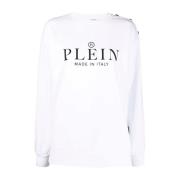 Philipp Plein Vit Casual Tröja med Oversize Passform White, Dam