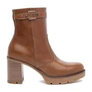 Nerogiardini Läder Blockklack Dragkedjeboots Brown, Dam