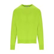 Amaránto Grön Crewneck Jumper med Ribbat Mönster Green, Herr