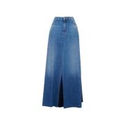 Manila Grace Denim Maxi Kjol Blue, Dam