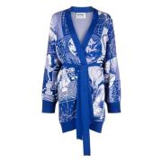 Moschino Blå Viskos Kofta Tröja Blue, Dam